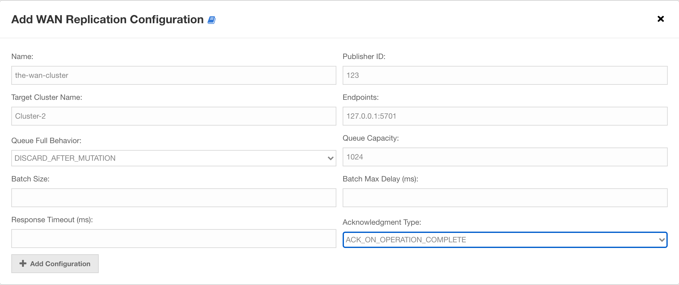 Add Temporary WAN Replication Configuration