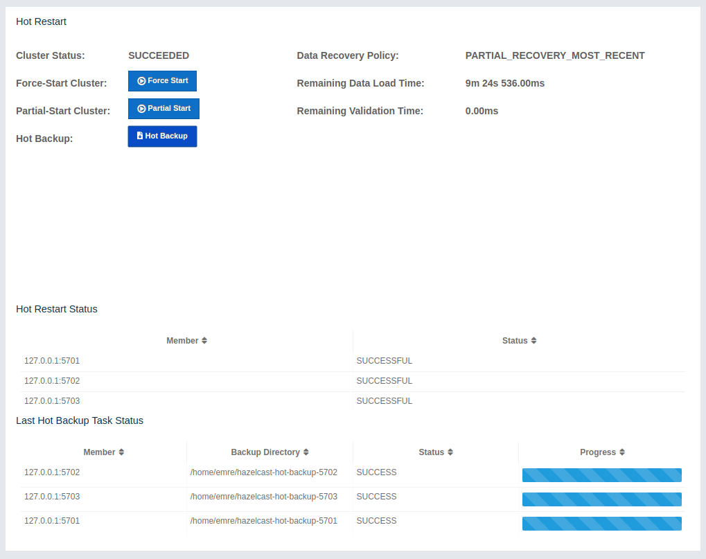 Hot Backup Progress