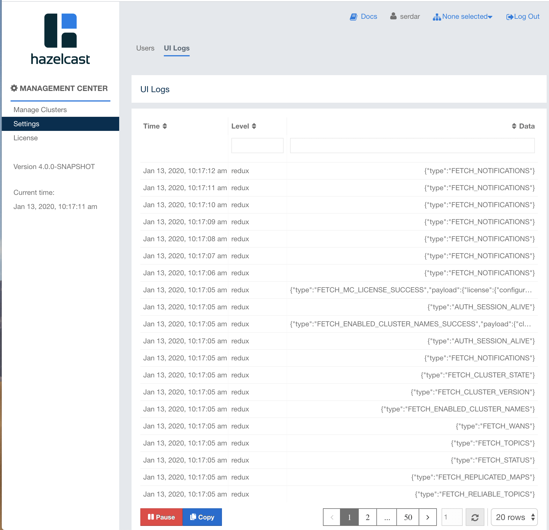 User Interface Logs