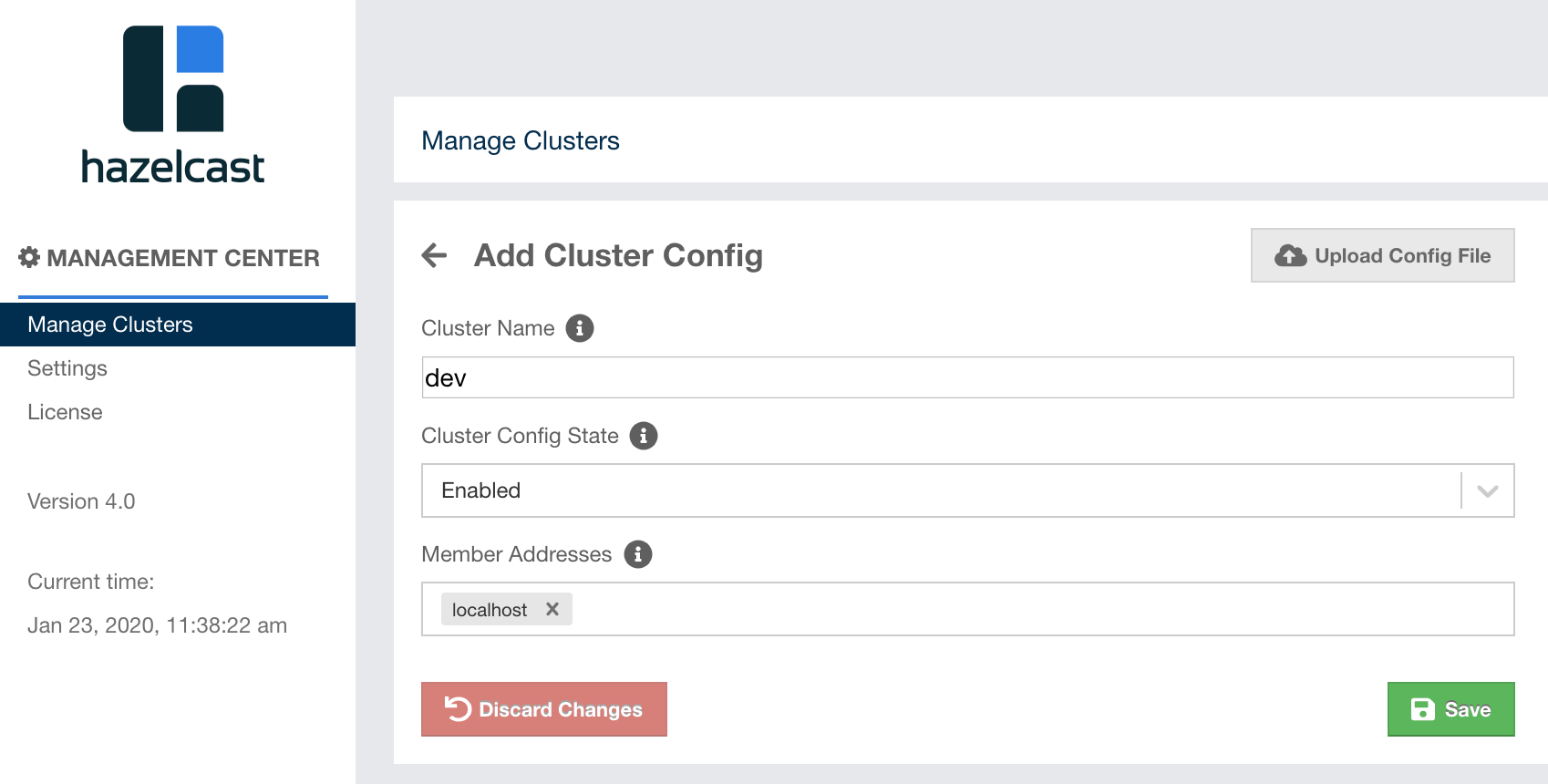 Add New Cluster Configuration