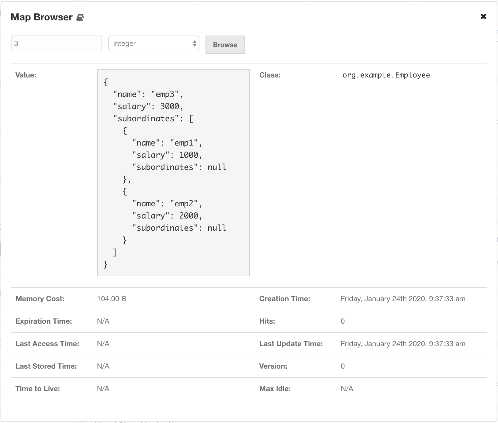 Map Browser with Custom Typed Value