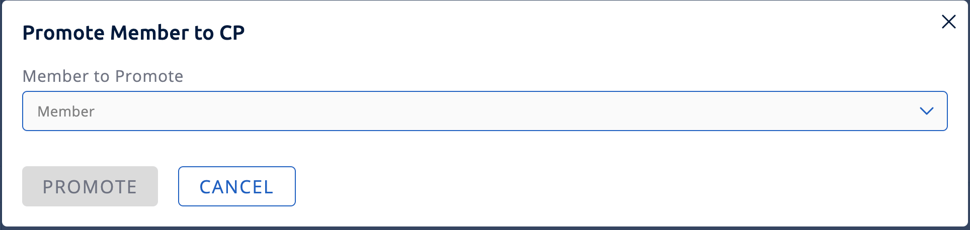 Promote Member to CP Confirmation