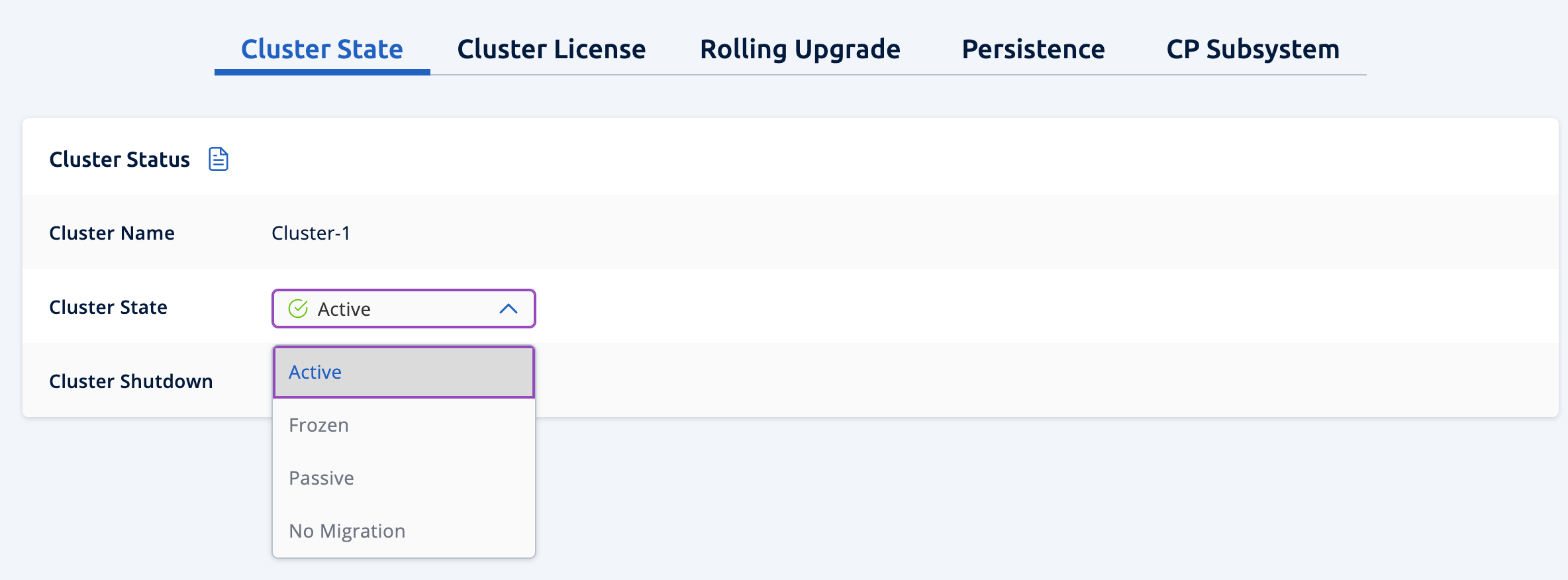 Changing Cluster state