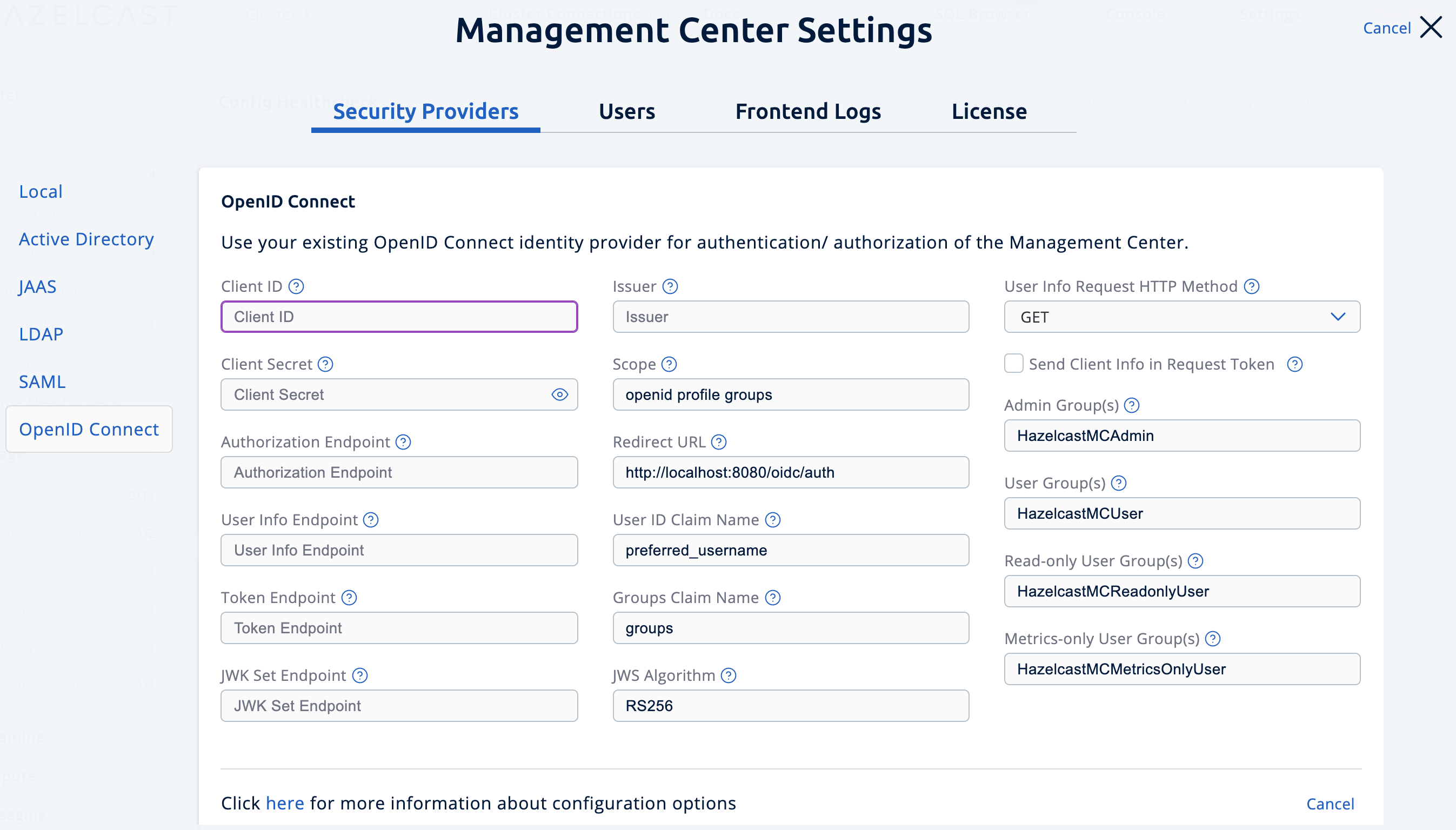 OpenID Connect Configuration