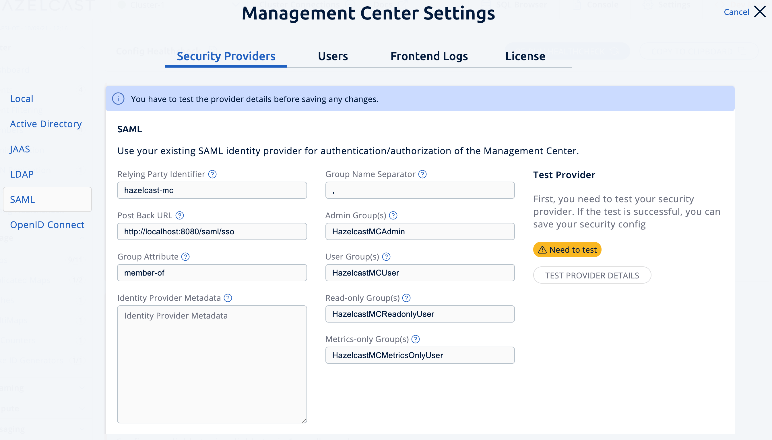 SAML Configuration