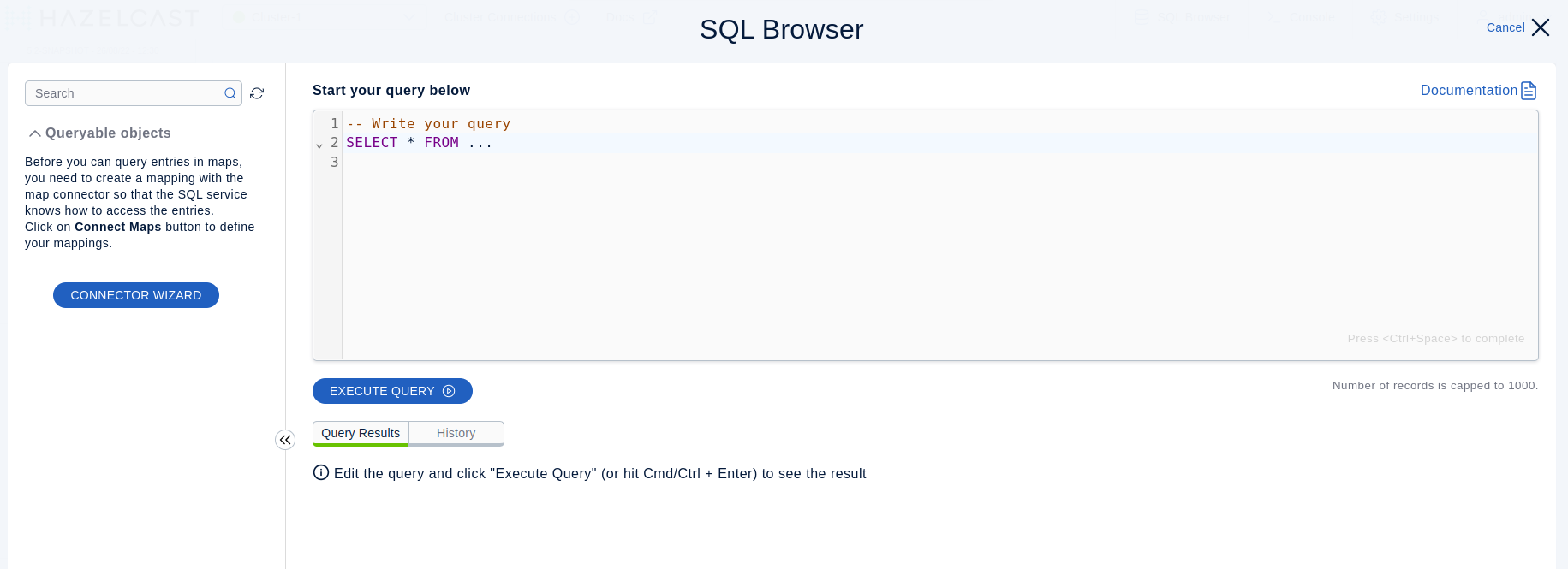 SQL Browser Window