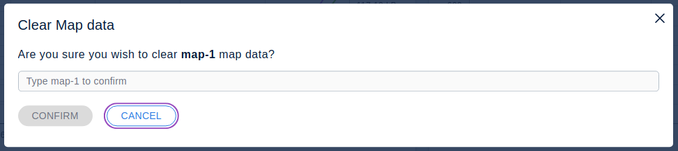 Clear Map Data Confirmation