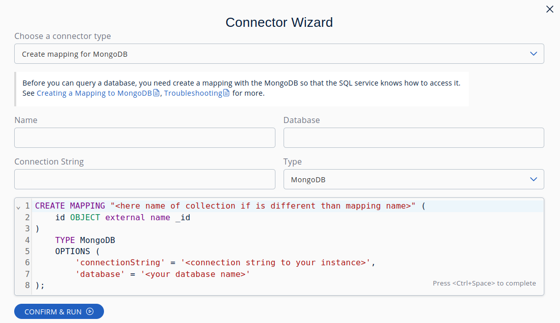 SQL Browser Connector Wizard Kafka