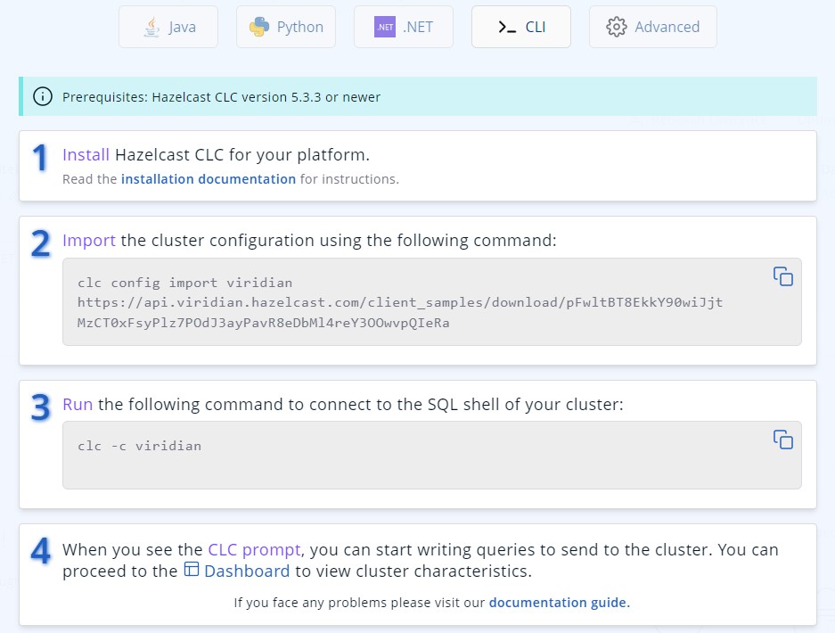 CLI setup window